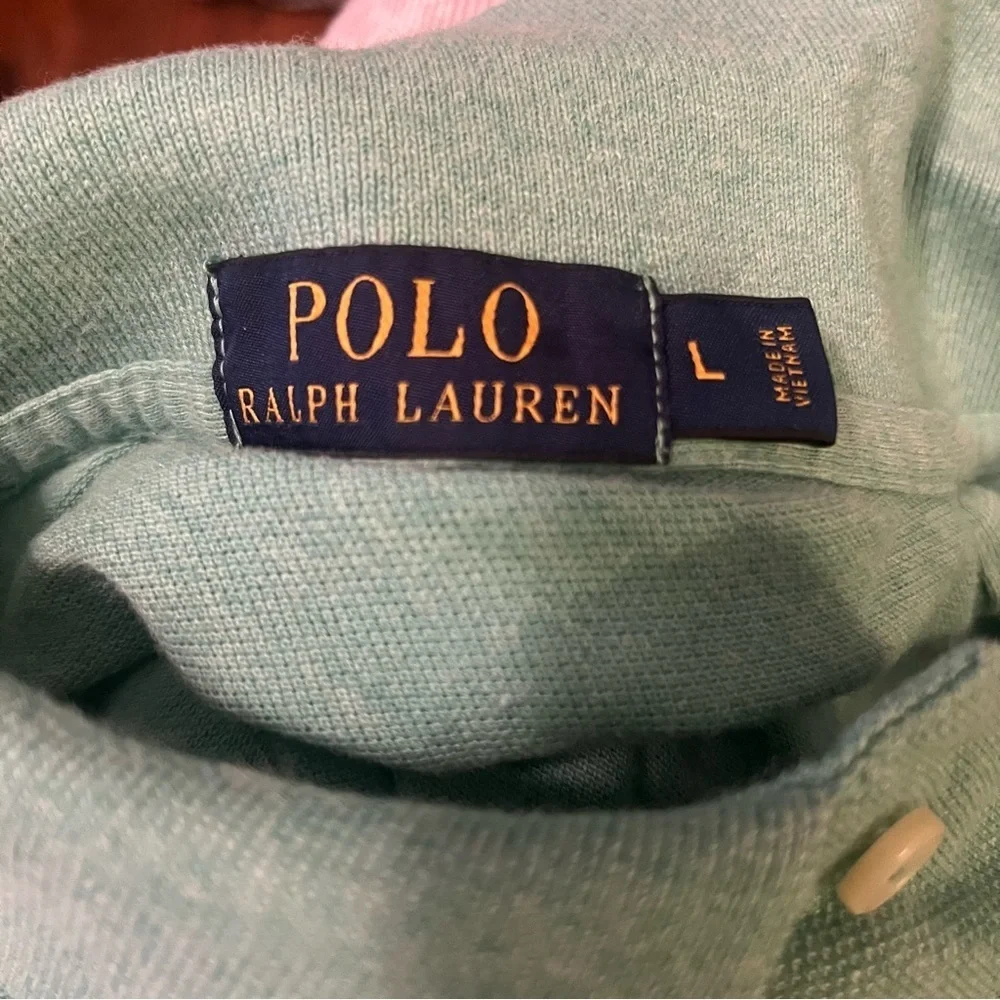 Polo Ralph Lauren Mens Classic Fit Polo Shirt Sz L Sea Green Navy Logo Cotton